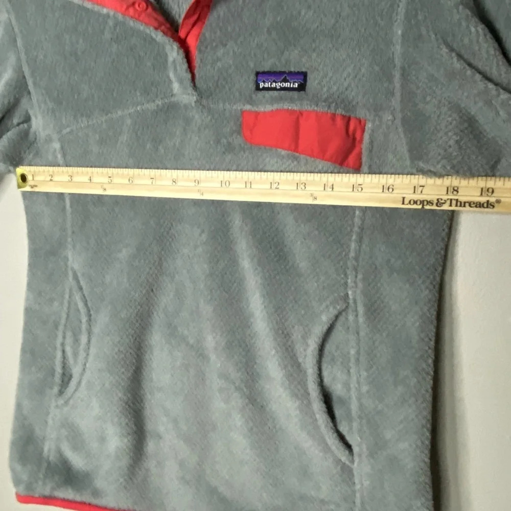 Patagonia Re Tool Snap T Fleece Pullover women medium grey pink accent warm cozy - Picture 6 of 8